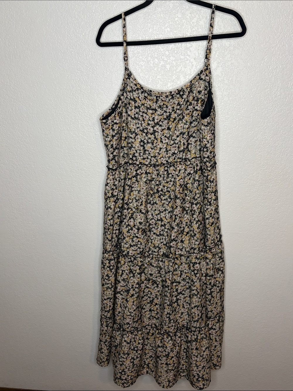 Maurice’s Black with Floral Print Tiered Midi Cami Dress Size XL Cottagecore - Picture 3 of 6